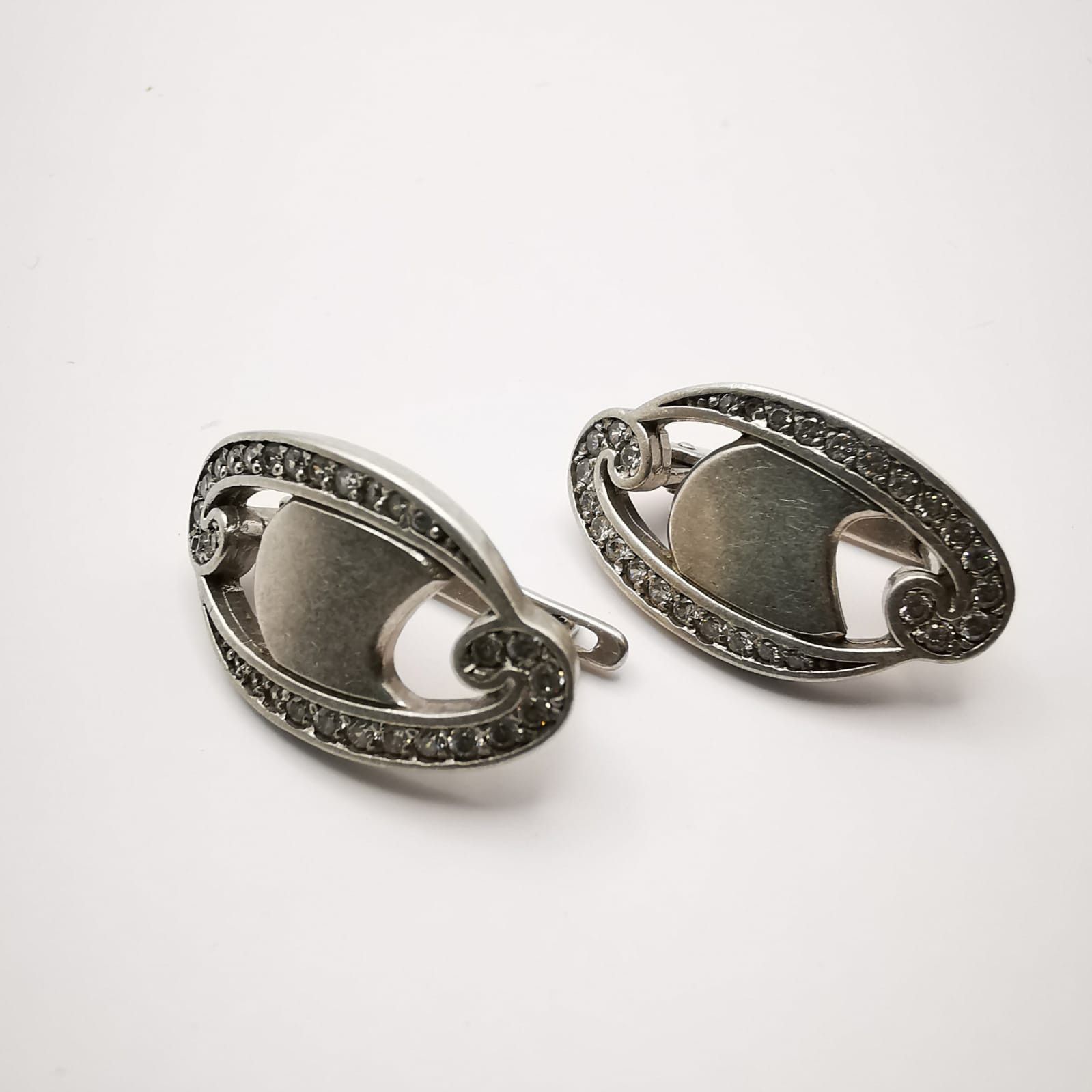 Sterling Silver × Vintage Vintage 925 Sterling Silver Earrings Cubic Zirconia 7,3g Size ONE SIZE - 1 Thumbnail