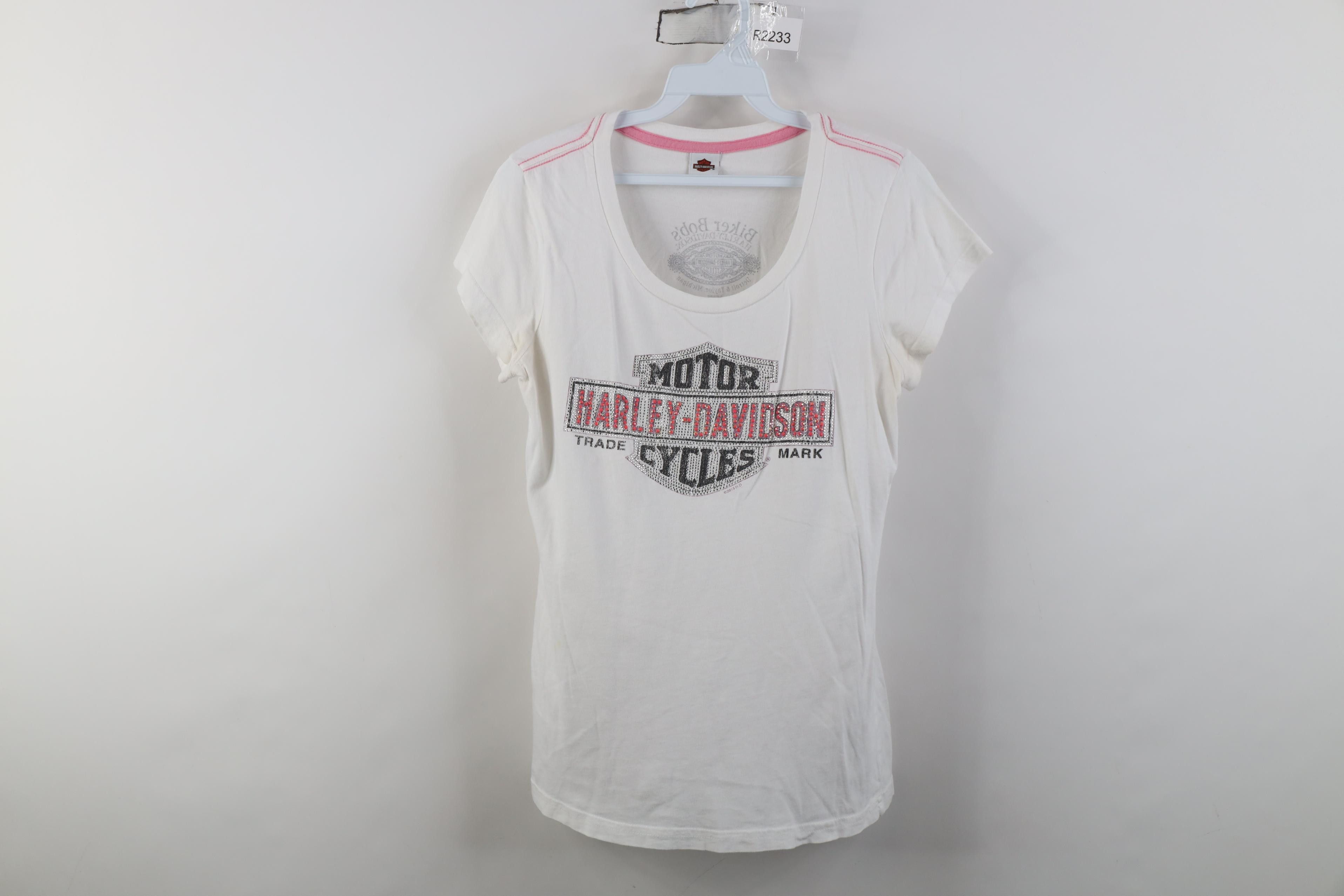 Harley Davidson Y2K White Harley Davidson LA Grunge Gothic Biker T