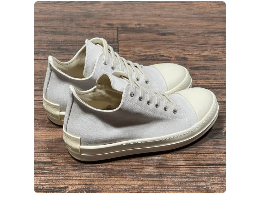 Rick Owens Drkshdw Rick Owens Men's Off-White Canvas Low Top Sneakers Size US 6 / EU 39 - 2 Thumbnail