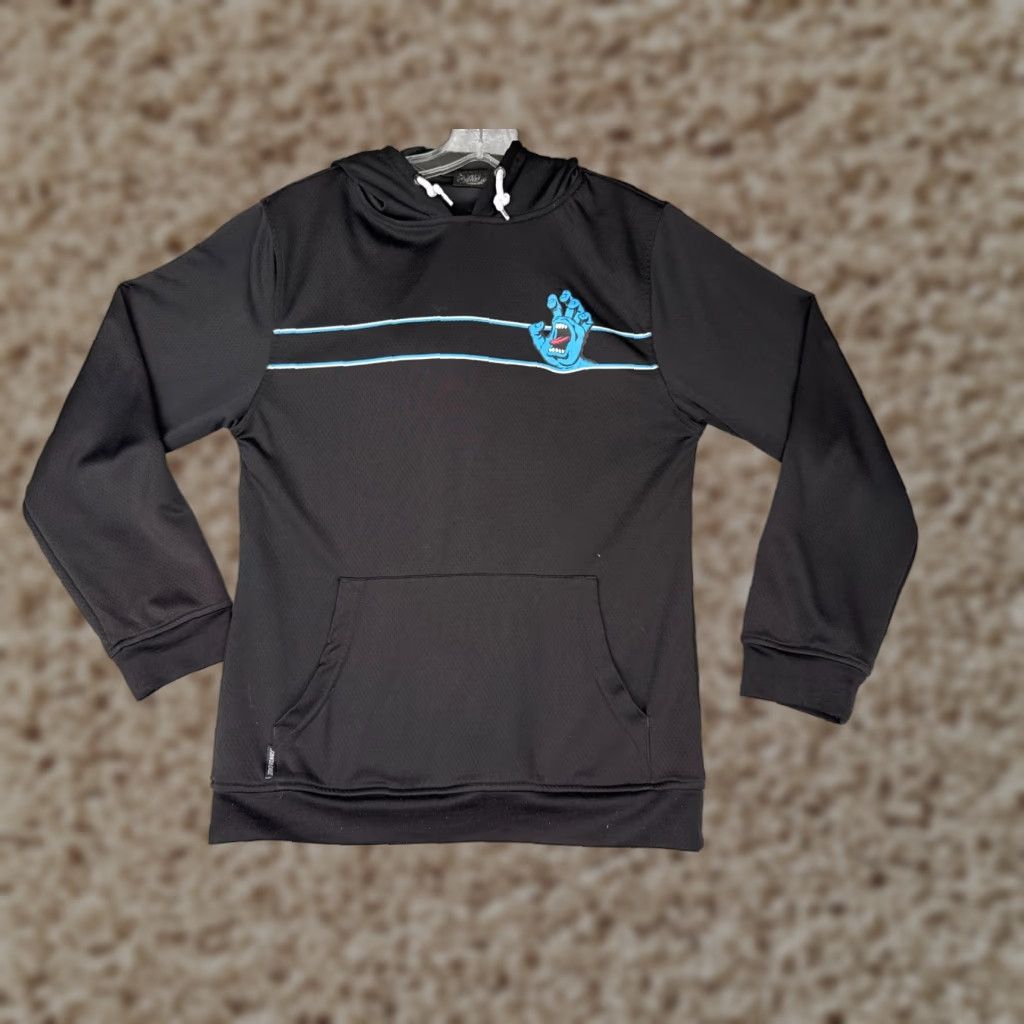 Vintage Santa Cruz Hoodie Women Small Black 100% Polyester Hooded Pockets Logo Crew Neck Pullover Size S / US 4 / IT 40 - 1 Thumbnail