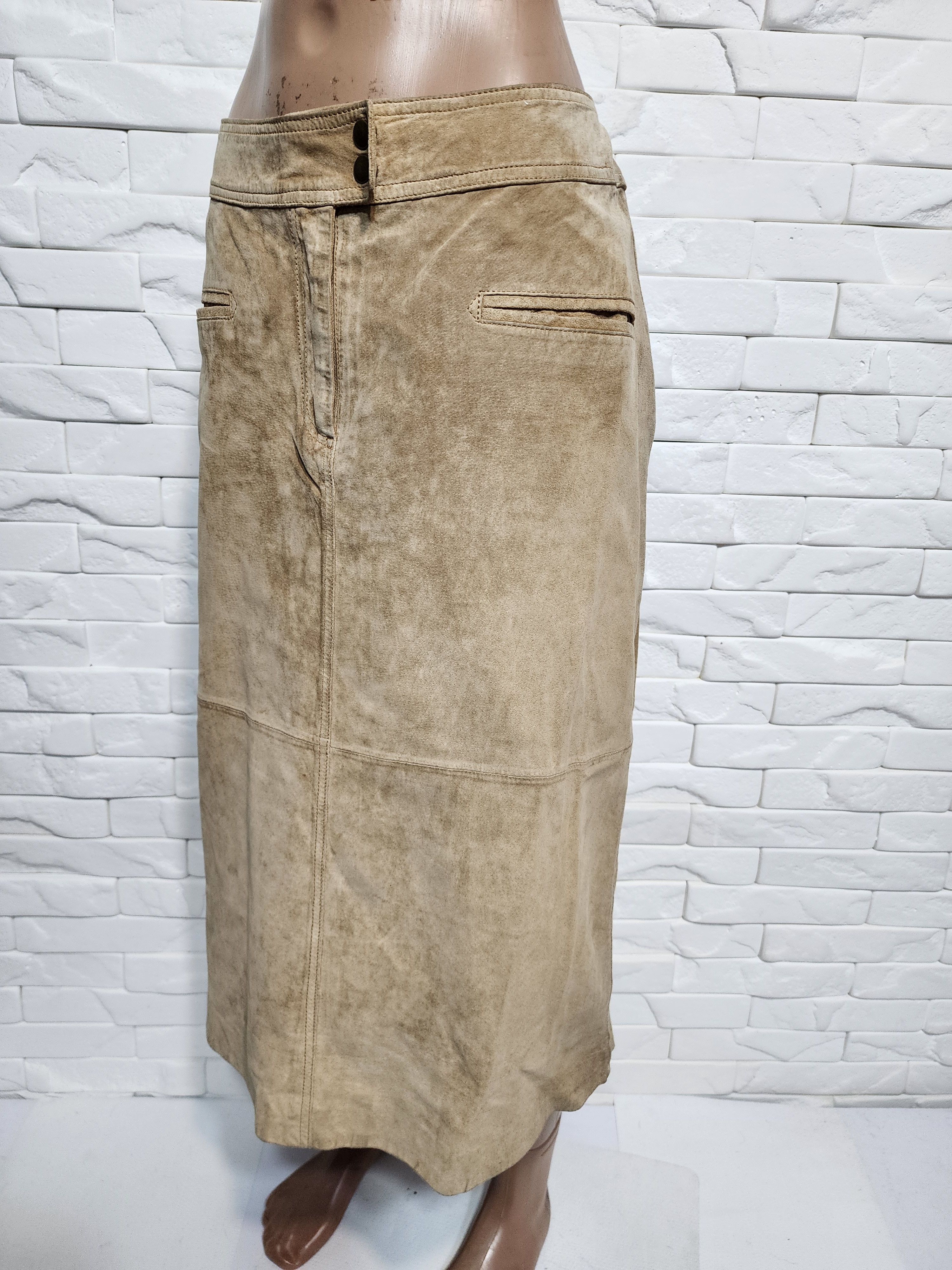 Other Brown Leather Skirt: Vintage 70s Style. Size 34" / US 12 / IT 48 - 2 Thumbnail