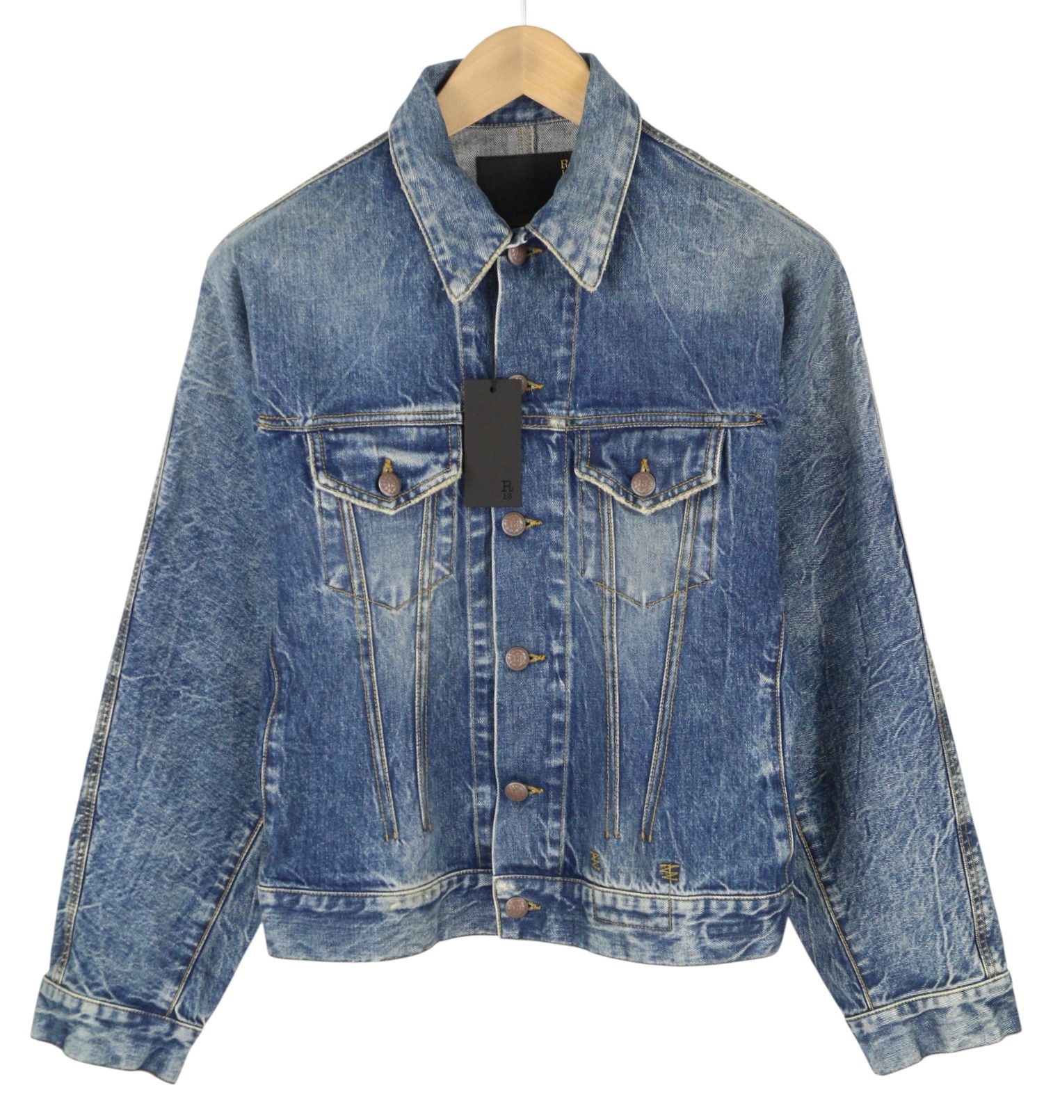 R13 RAGLAN TRUCKER JKT M Kelly Tex Button-Up Washed Denim 86164 Size M / US 6-8 / IT 42-44 - 1 Thumbnail