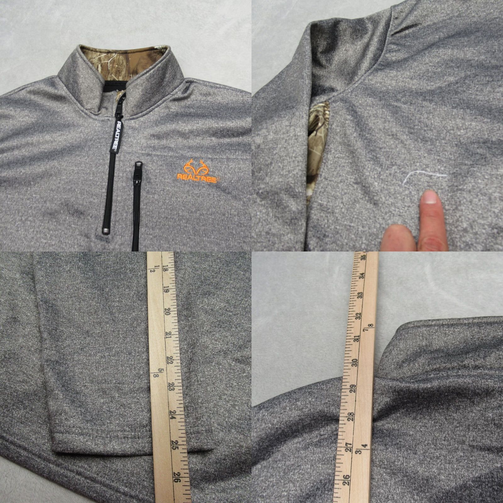 Realtree Realtree Sweatshirt Mens XL Gray Camo Trim 1/4 Zip Pullover Hunting Outdoors Size US XL / EU 56 / 4 - 8 Thumbnail