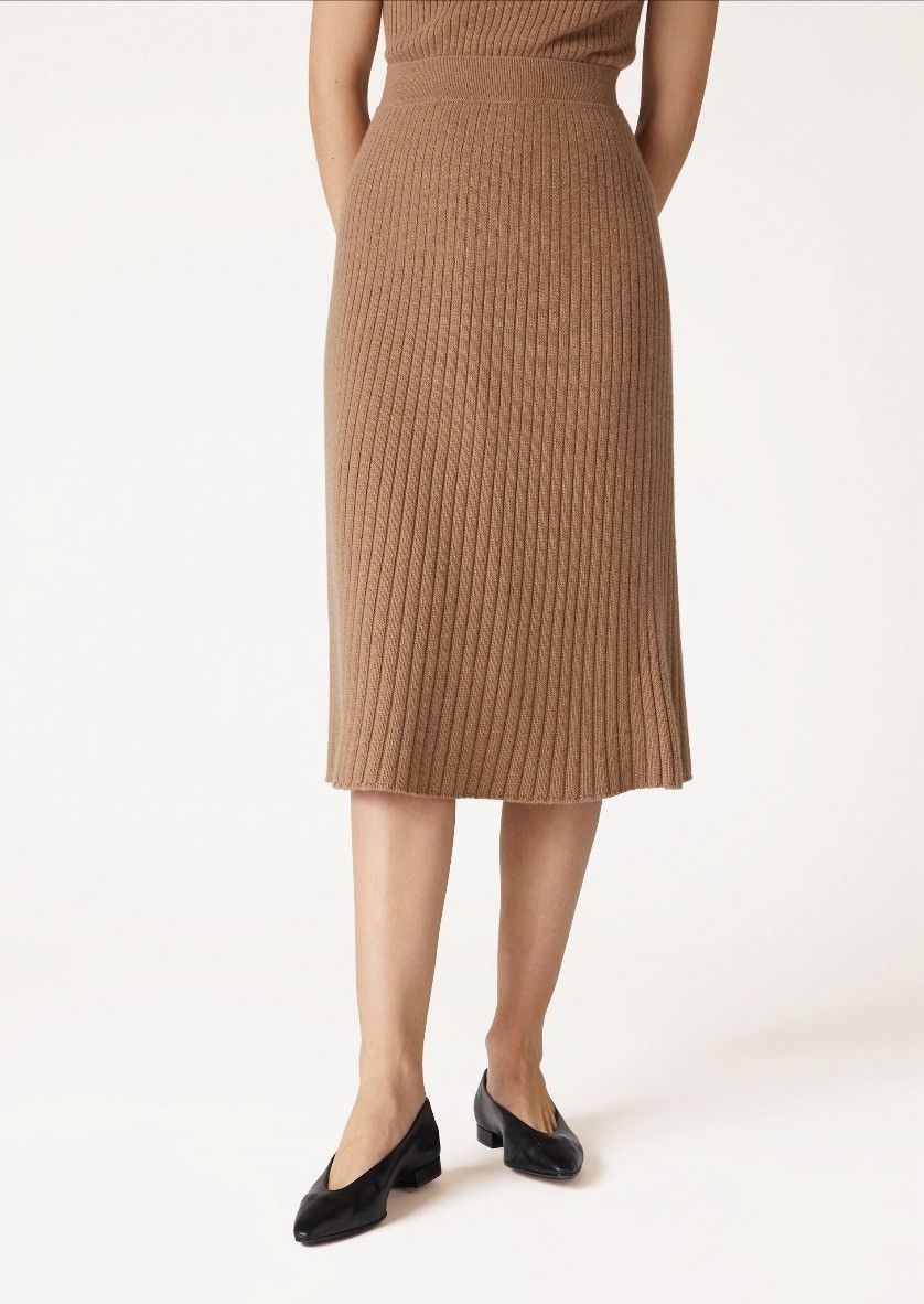 Loro Piana o1srvl11e0725 FAO2844 Baby Cashmere Midi Skirt in Brown Size 26" / US 2 / IT 38 - 5 Thumbnail