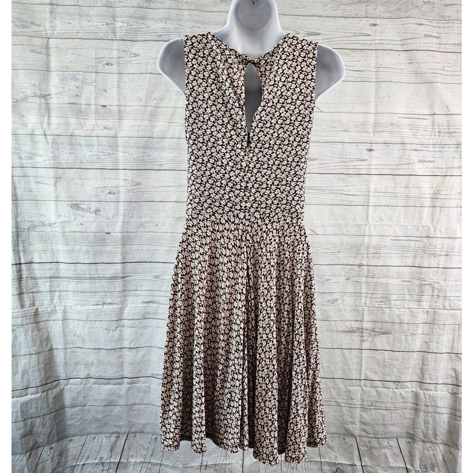 Loft LOFT Ann Taylor Womens Dress XS Pink Black Floral Sleeveless Rayon Blend Round Neck Zip Short Vintage No Size XS / US 0-2 / IT 36-38 - 4 Thumbnail