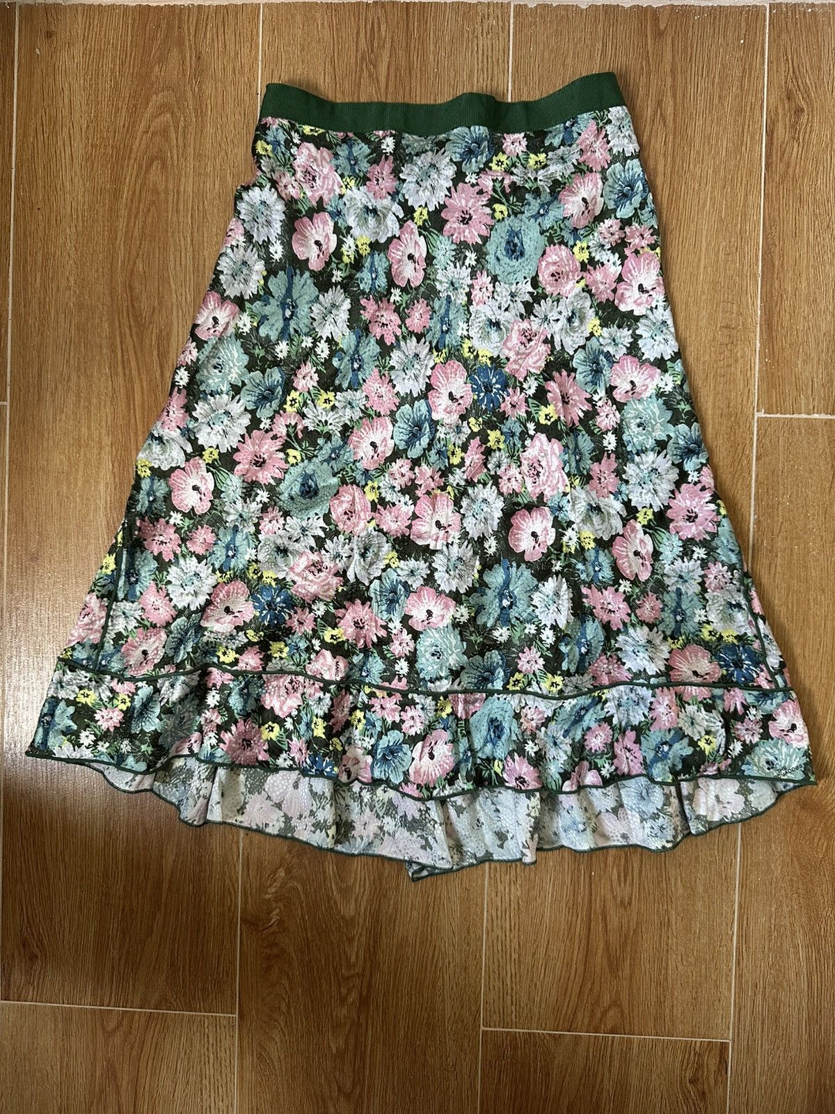 Marc Jacobs Marc Jacobs Green Floral Silk The 40s Skirt Size 25" / US 0 / IT 36 - 2 Thumbnail