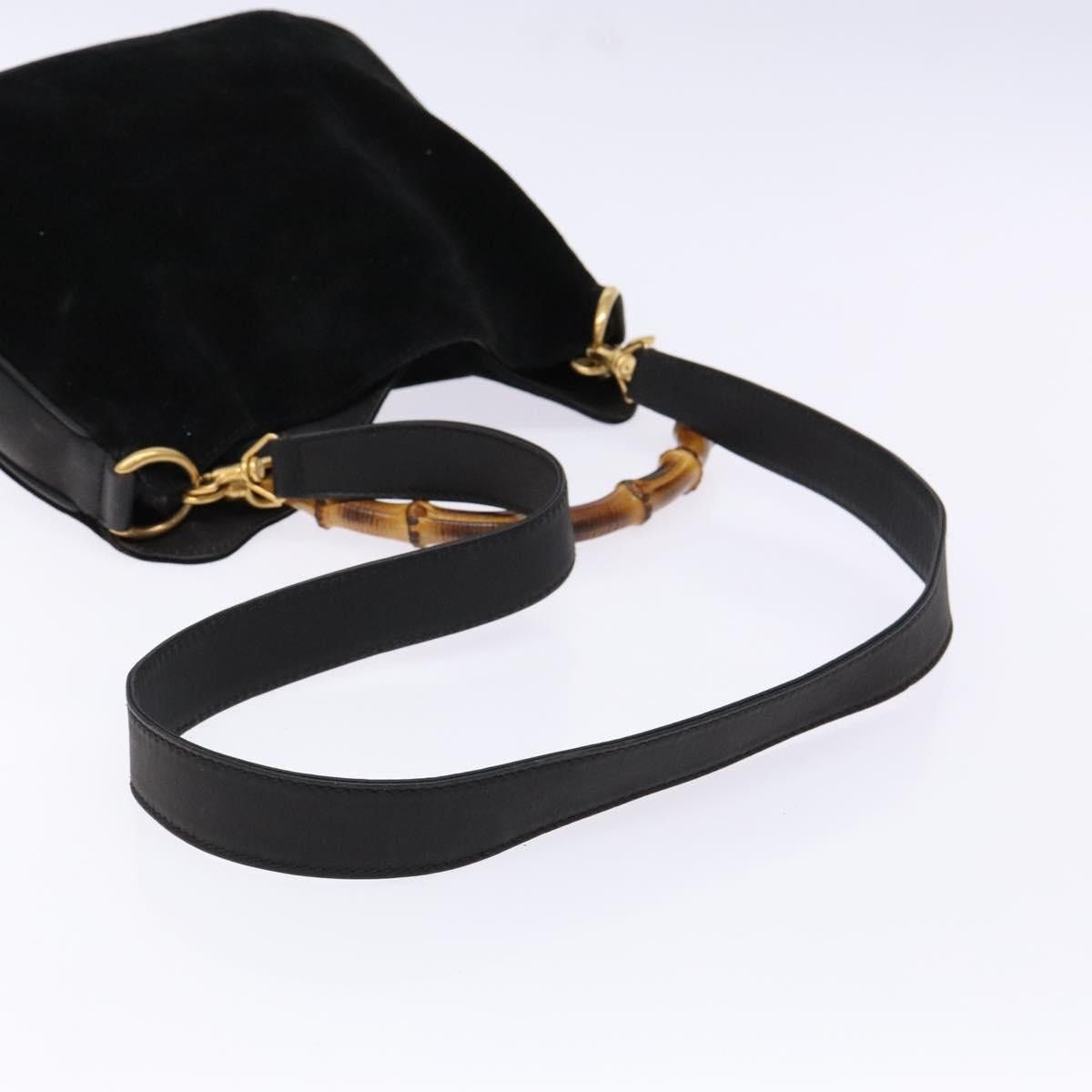 Gucci GUCCI Bamboo Shoulder Bag Suede Black Gold 001 3754 001 3754 Size ONE SIZE - 9 Thumbnail