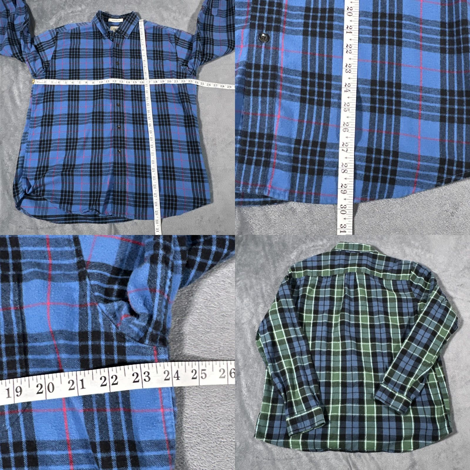 Vintage LL Bean Shirt Mens Large Blue Plaid Flannel Traditional Fit Button Front Lot 2 Size US L / EU 52-54 / 3 - 8 Thumbnail