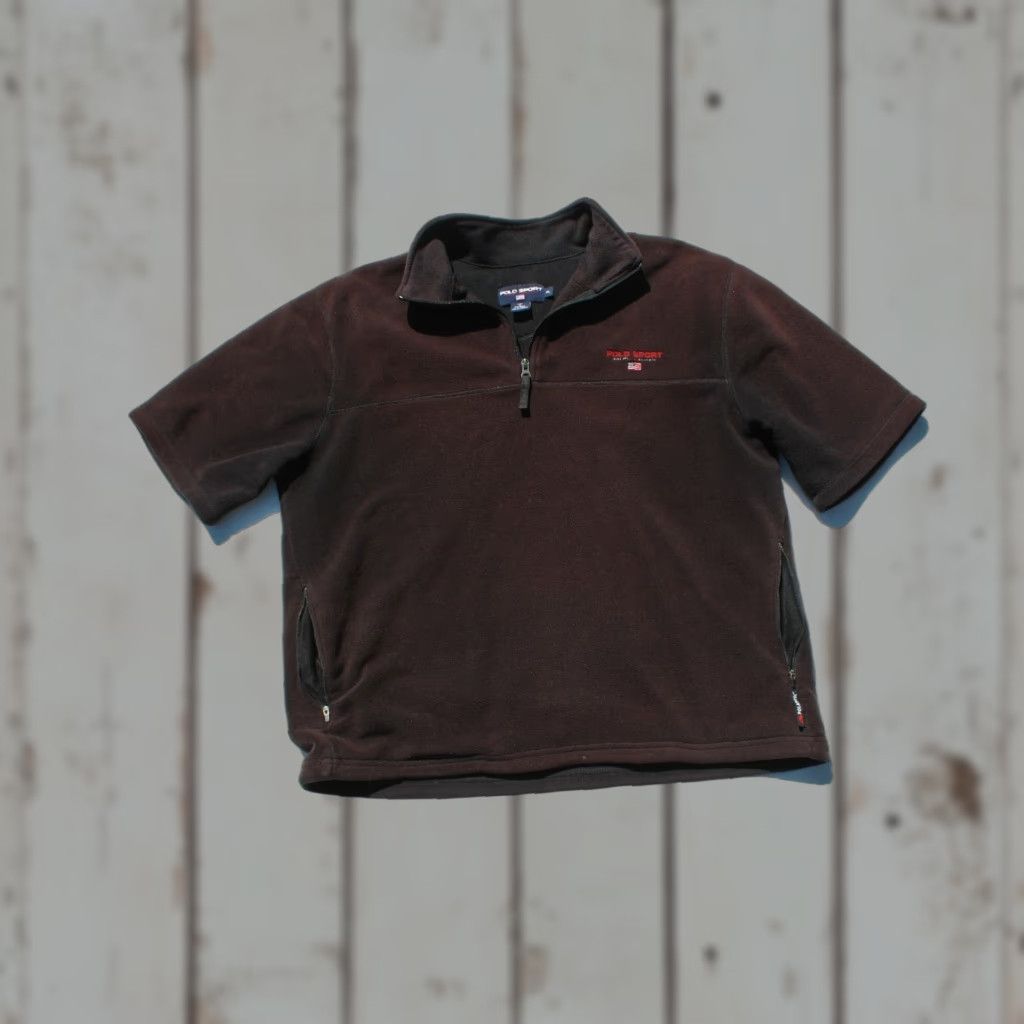 Vintage VINTAGE Polo Sport RL Polartec ¼ zip Fleece Pullover Short Sleeve Black XL Polo Sport Shirt Men XL Black 1980s Sports Sweatshirt 1/4 Zip Size US XL / EU 56 / 4 - 1 Thumbnail