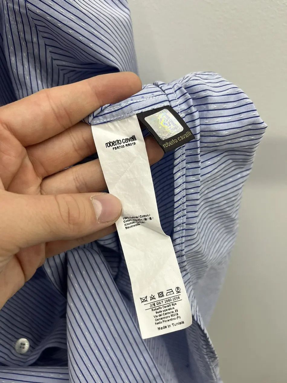 Roberto Cavalli Roberto Cavalli Striped Sky Blue Shirt Size US L / EU 52-54 / 3 - 3 Thumbnail