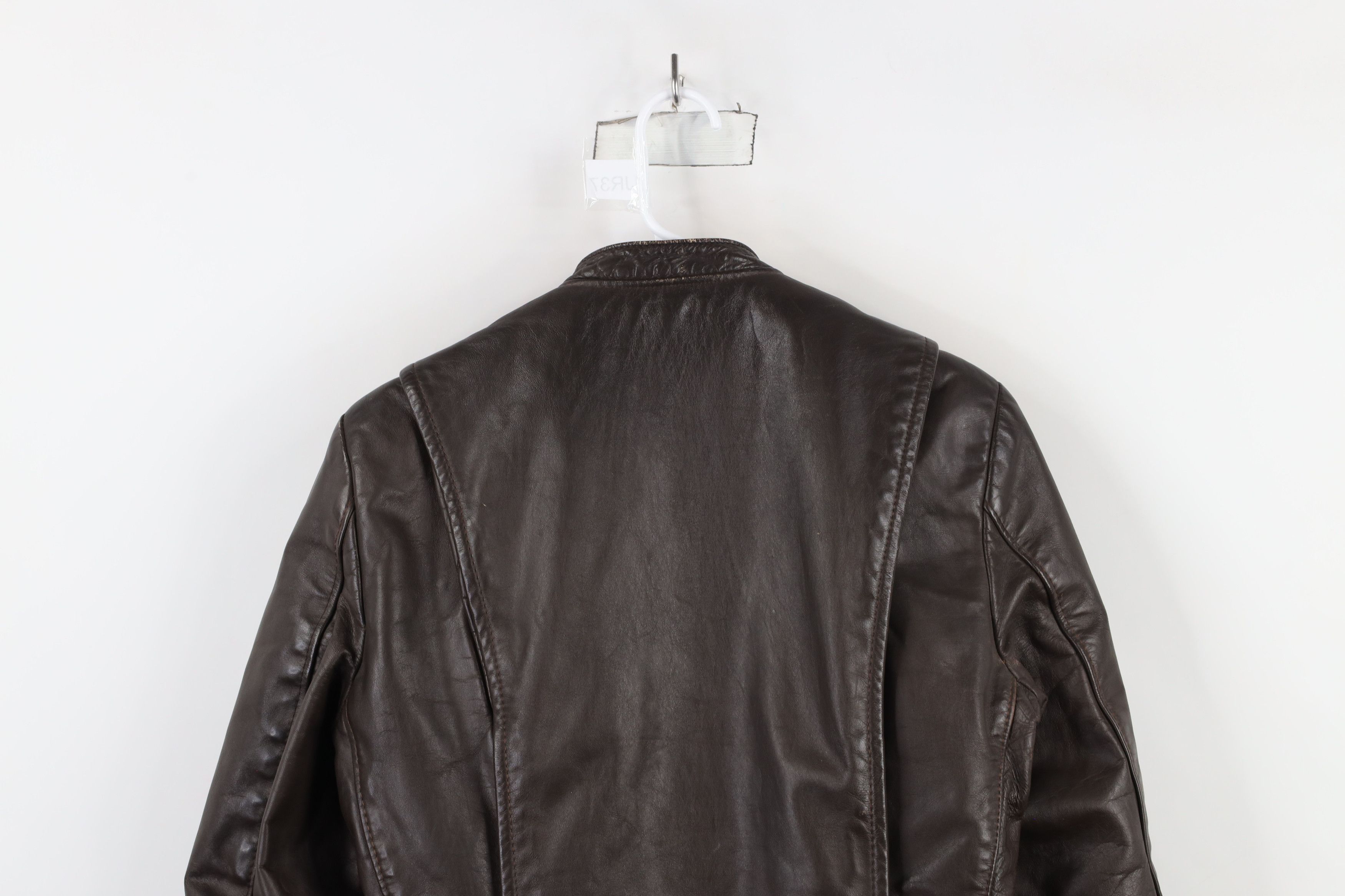 Vintage Vintage 60s Lined Leather Buckle Back Racer Jacket Brown USA Size M / US 6-8 / IT 42-44 - 14 Thumbnail