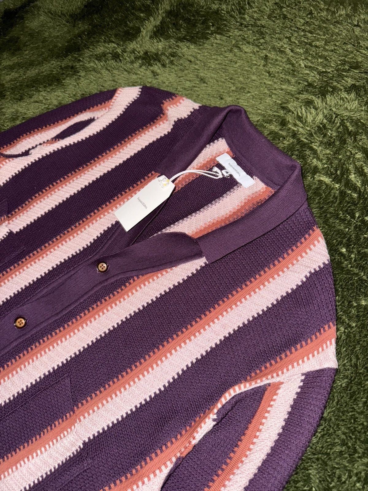Sasquatchfabrix [XL] Sasquatchfabrix. 24SS Striped Cardigan – Bordeaux Size US XL / EU 56 / 4 - 2 Thumbnail