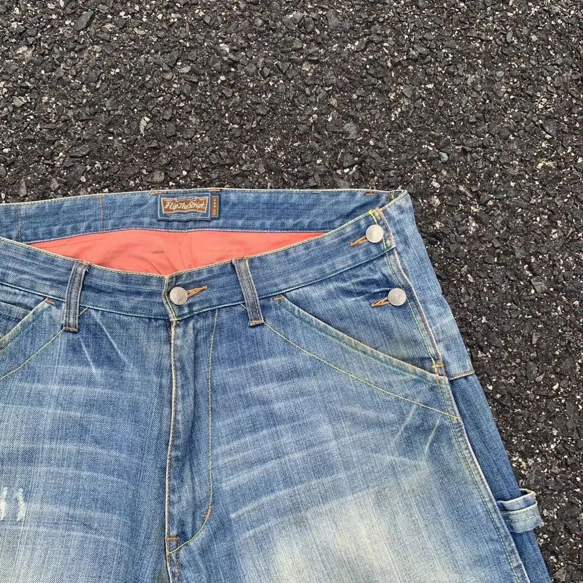 Japanese Brand Vintage Flip The Script Denim Baggy Hip Hop Jeans Pants Size US 35 - 7 Thumbnail