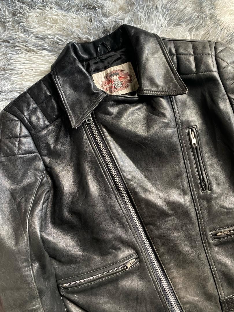Genuine Leather DOUBLE COLLAR MOTOR ASHVILLE CYCLES LEATHER JACKET Size US M / EU 48-50 / 2 - 5 Thumbnail