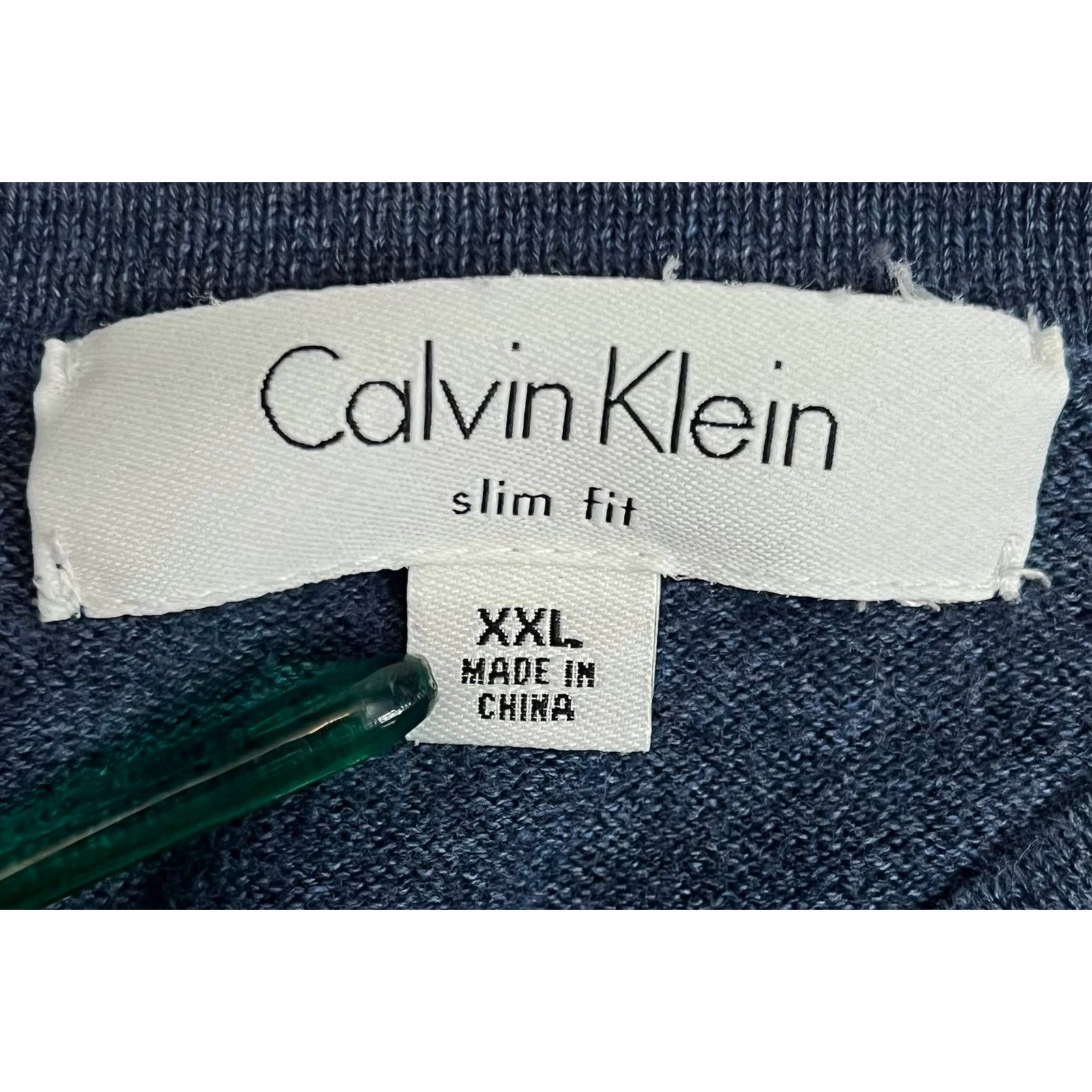 Calvin Klein Calvin Klein Slim Fit V-Neck Sweater XXL Blue Long Sleeve Size US XL / EU 56 / 4 - 3 Thumbnail