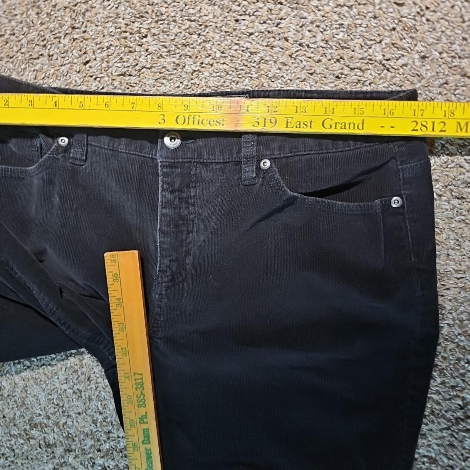 Sonoma Sonoma Black Womens Corduroy Straight Leg Pants 12 Average Size 34" / US 12 / IT 48 - 3 Thumbnail