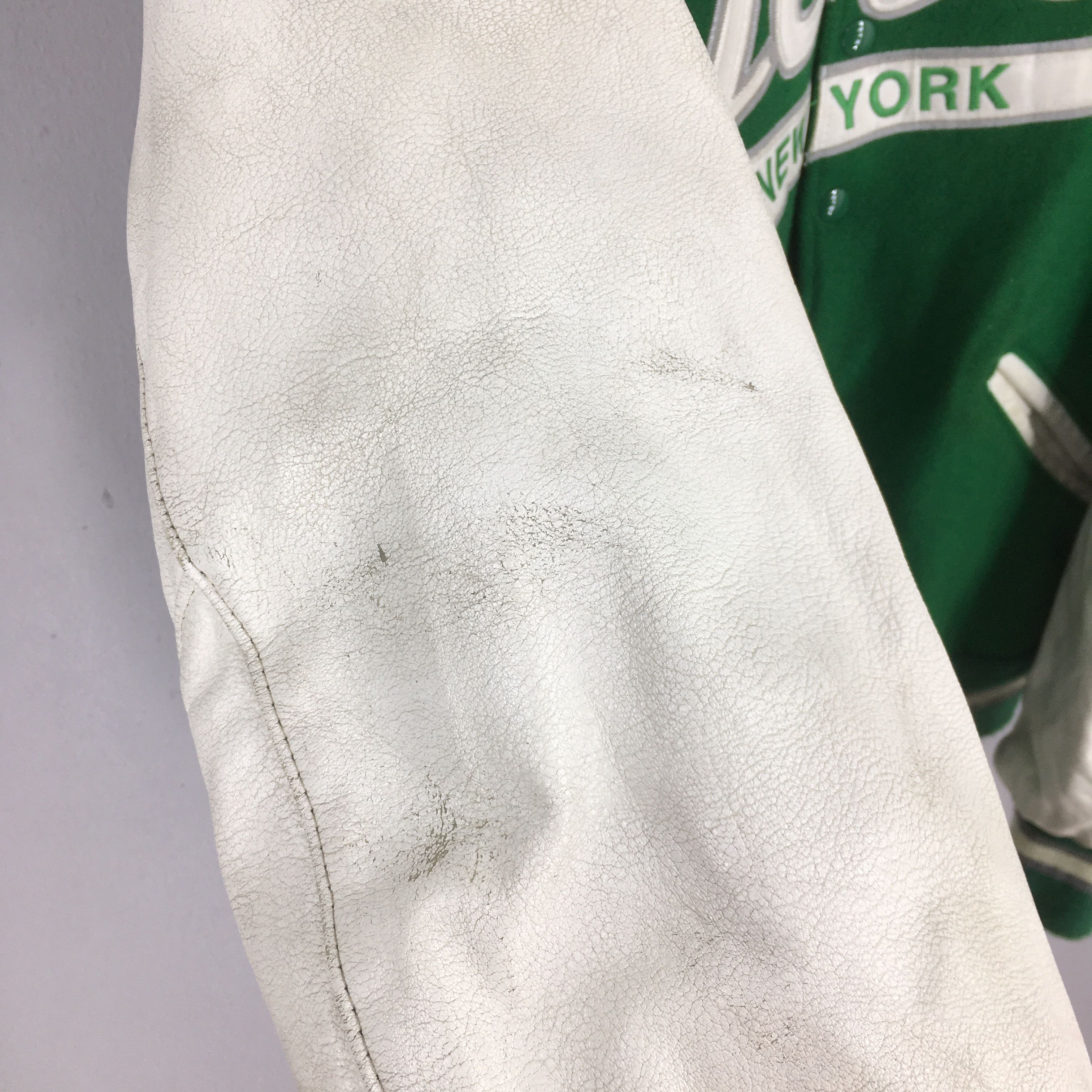NFL Vintage 90's New York Jets NFL Green Leather Jacket M Size US M / EU 48-50 / 2 - 5 Thumbnail