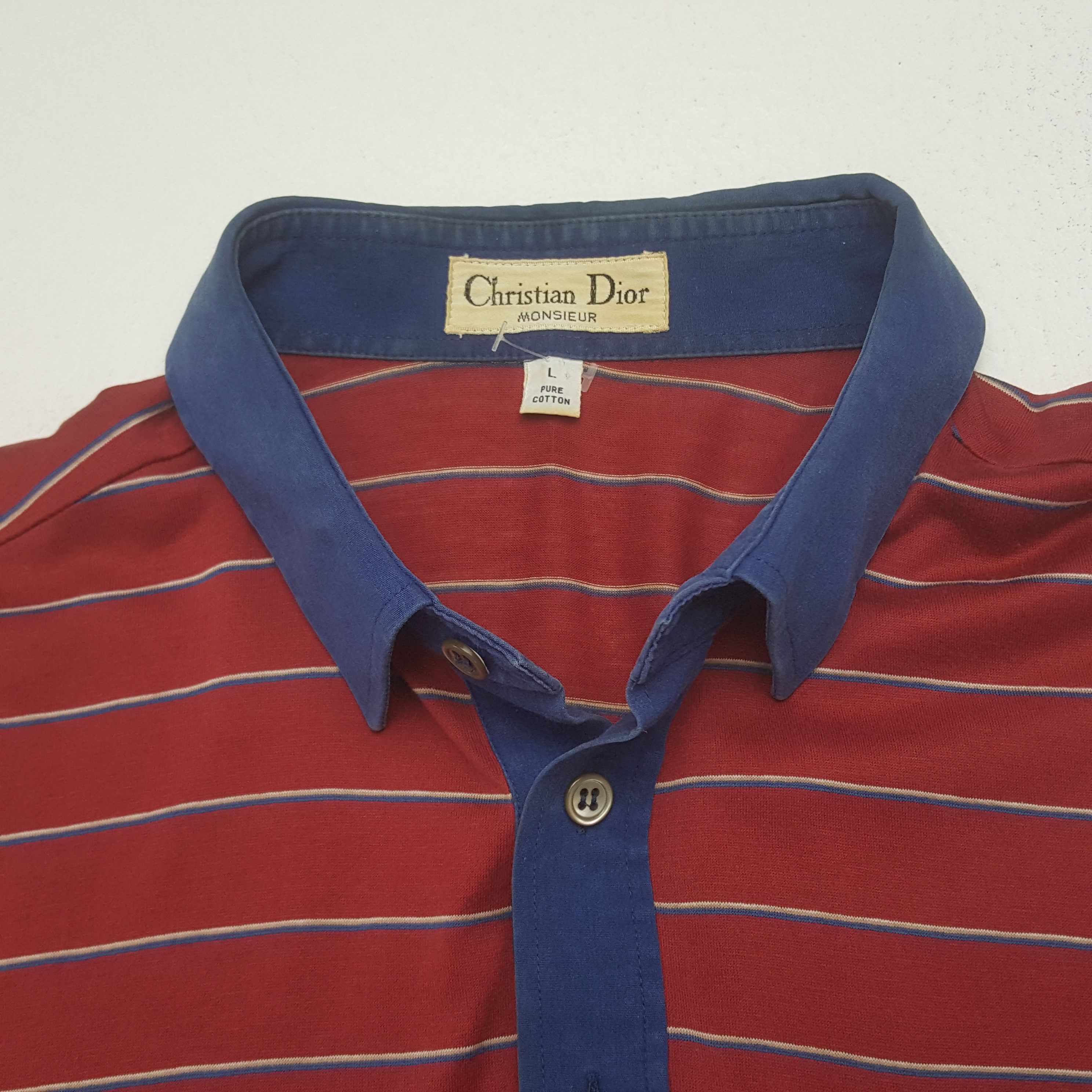 Christian Dior Monsieur Vintage Christian Dior Monsieur Striped Polos Shirt Size US L / EU 52-54 / 3 - 4 Thumbnail