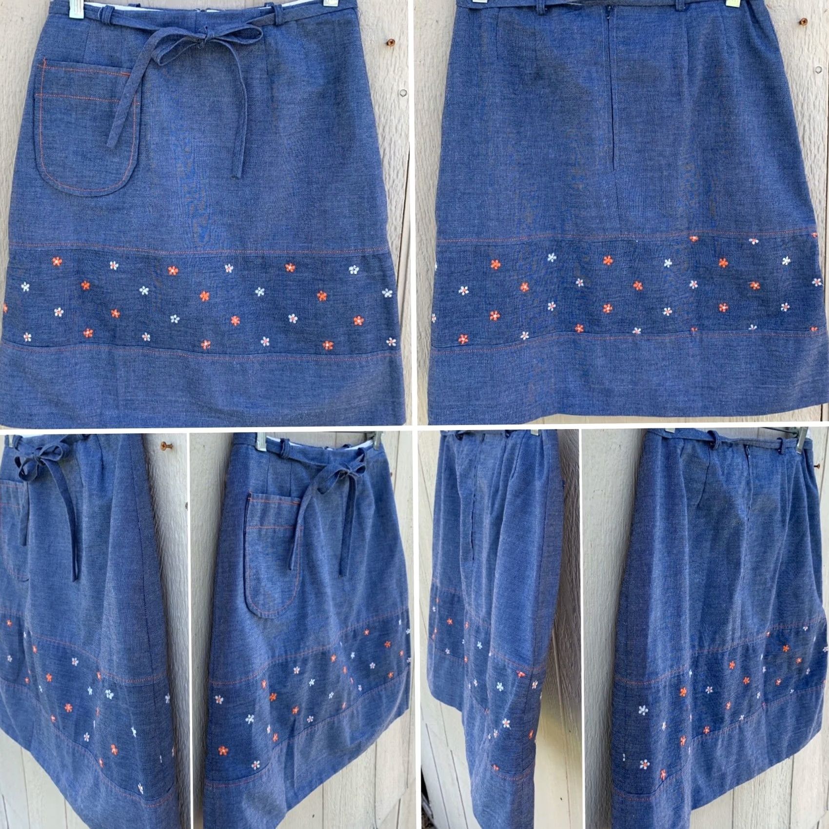 Vintage VINTAGE By David Smith Denim Skirt Skort 14 1960s 60s 70s Chambray Blue Size 36" / US 14 / IT 50 - 3 Thumbnail
