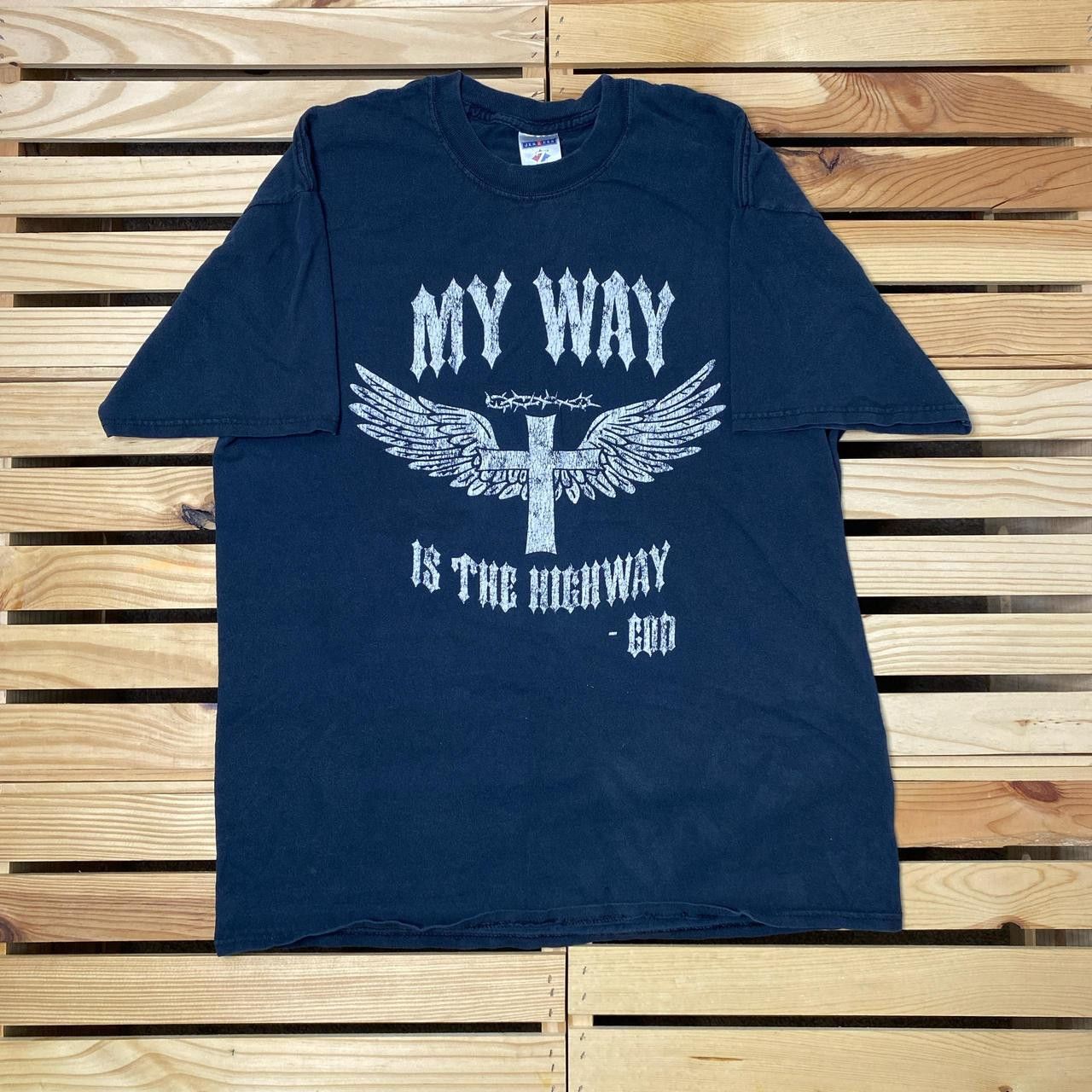 Jerzees Vintage "My Way is the Highway" Black Jesus Tee Size Large Size US L / EU 52-54 / 3 - 1 Thumbnail