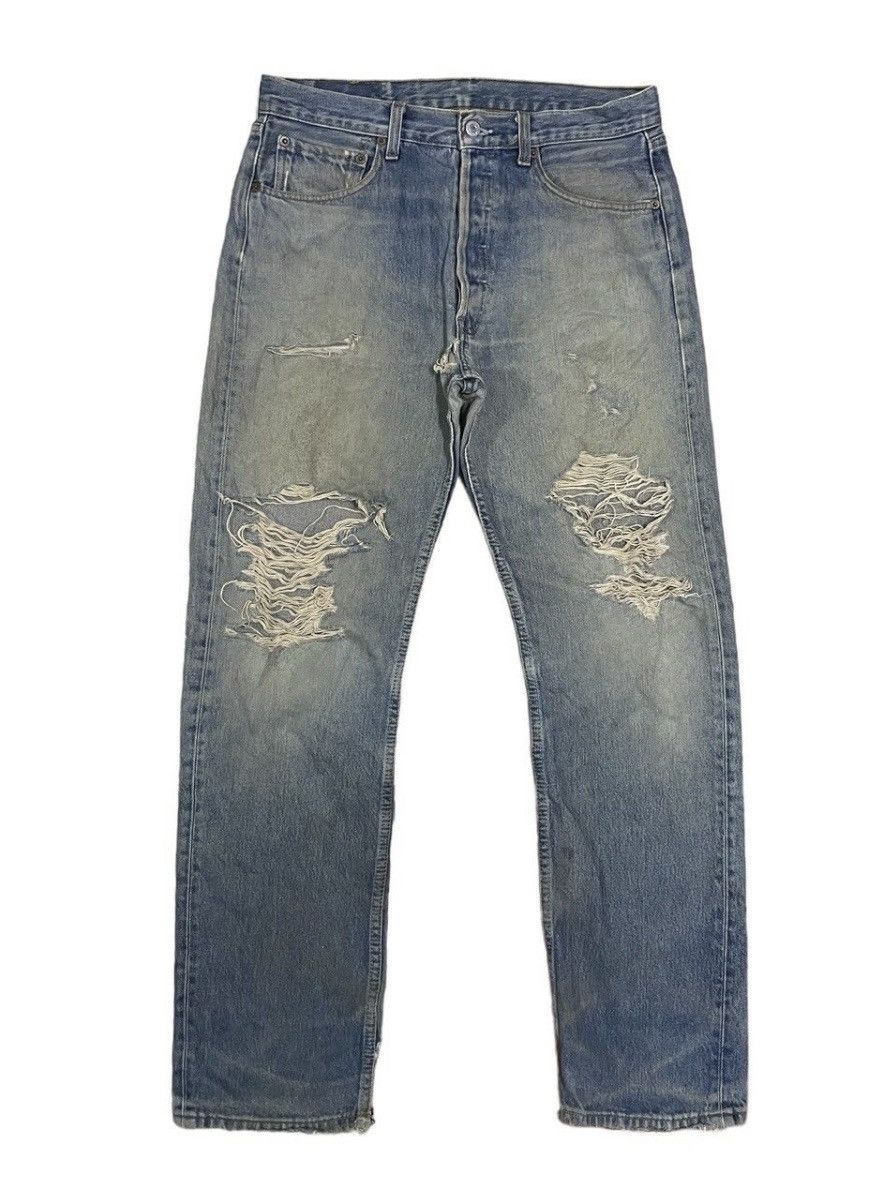 Levi's Vintage 90s Levi’s 501 Mud Wash Ripped Destroyed Jeans Size US 32 / EU 48 - 1 Thumbnail