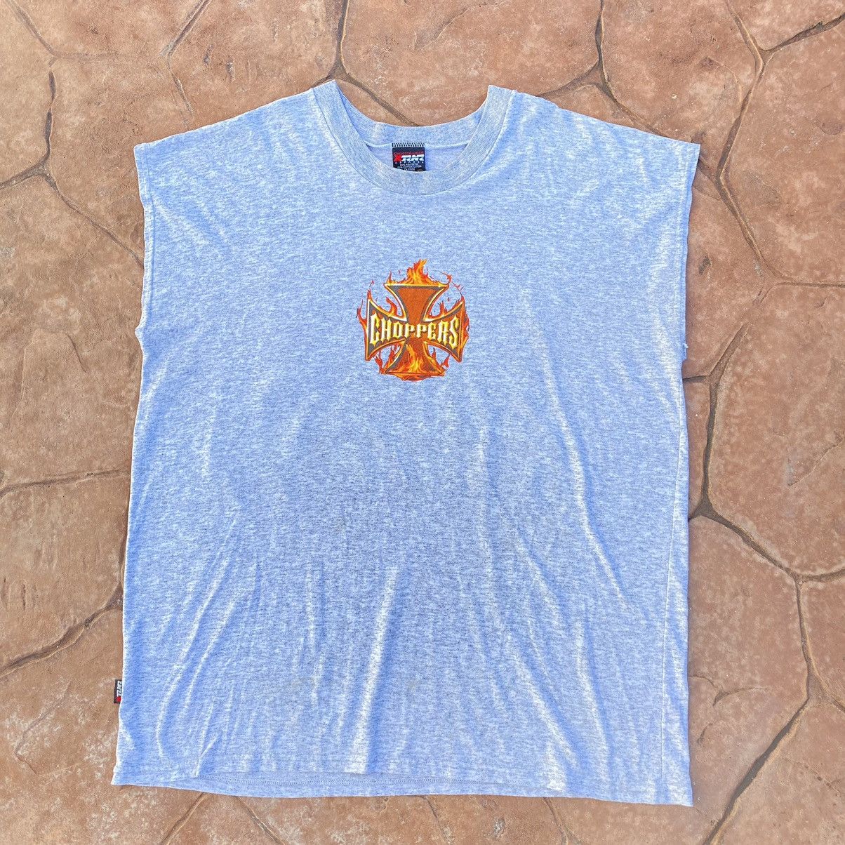 West Coast Choppers Vintage 90s Choppers Flame Sleeveless ERD GRUNGE BIKER TEE Size US XXL / EU 58 / 5 - 1 Thumbnail