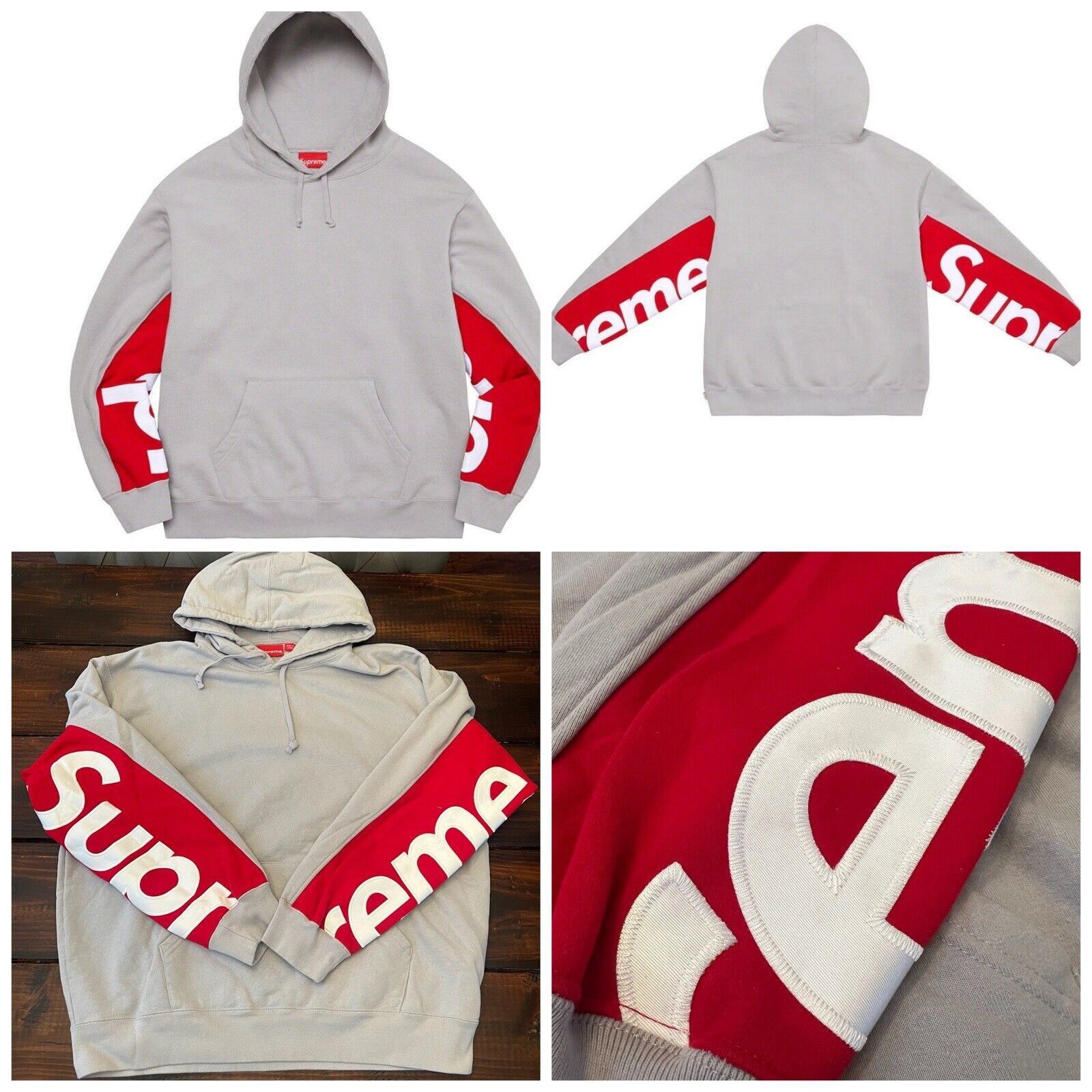 image of Supreme Cropped Panels Hoodie Sweatshirt in Green, Men's (Size XL)
