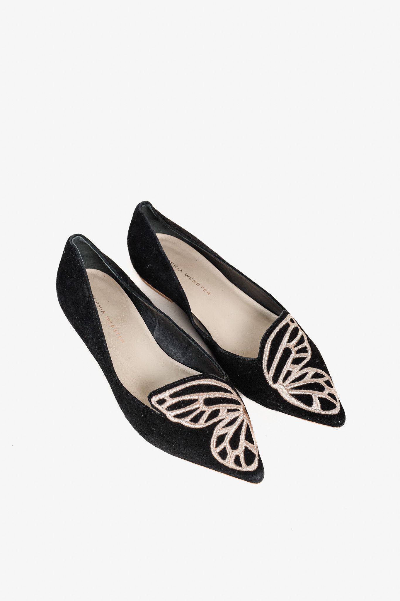 Sophia Webster Bibi Butterfly Embroidered Suede Flats