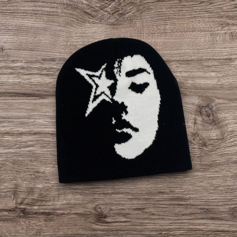 Other Opium Avantgarde ALT Knit Beanie Black Star Face Size ONE SIZE - 1 Preview