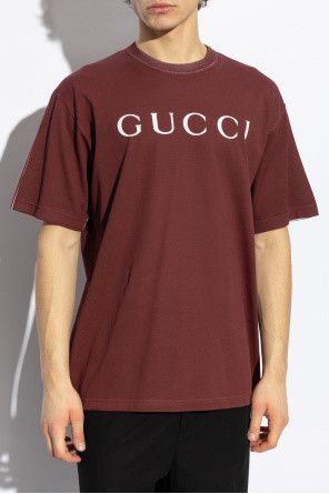 Gucci o1mt1gz0226 Cotton Jersey T-Shirt With Print in Burgundy Size US XL / EU 56 / 4 - 3 Thumbnail