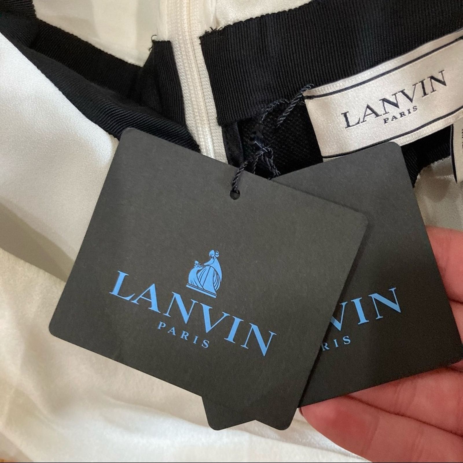 Lanvin Lanvin Paris Black Ivory Color Block Draped Career Dress 38 Size S / US 4 / IT 40 - 8 Thumbnail