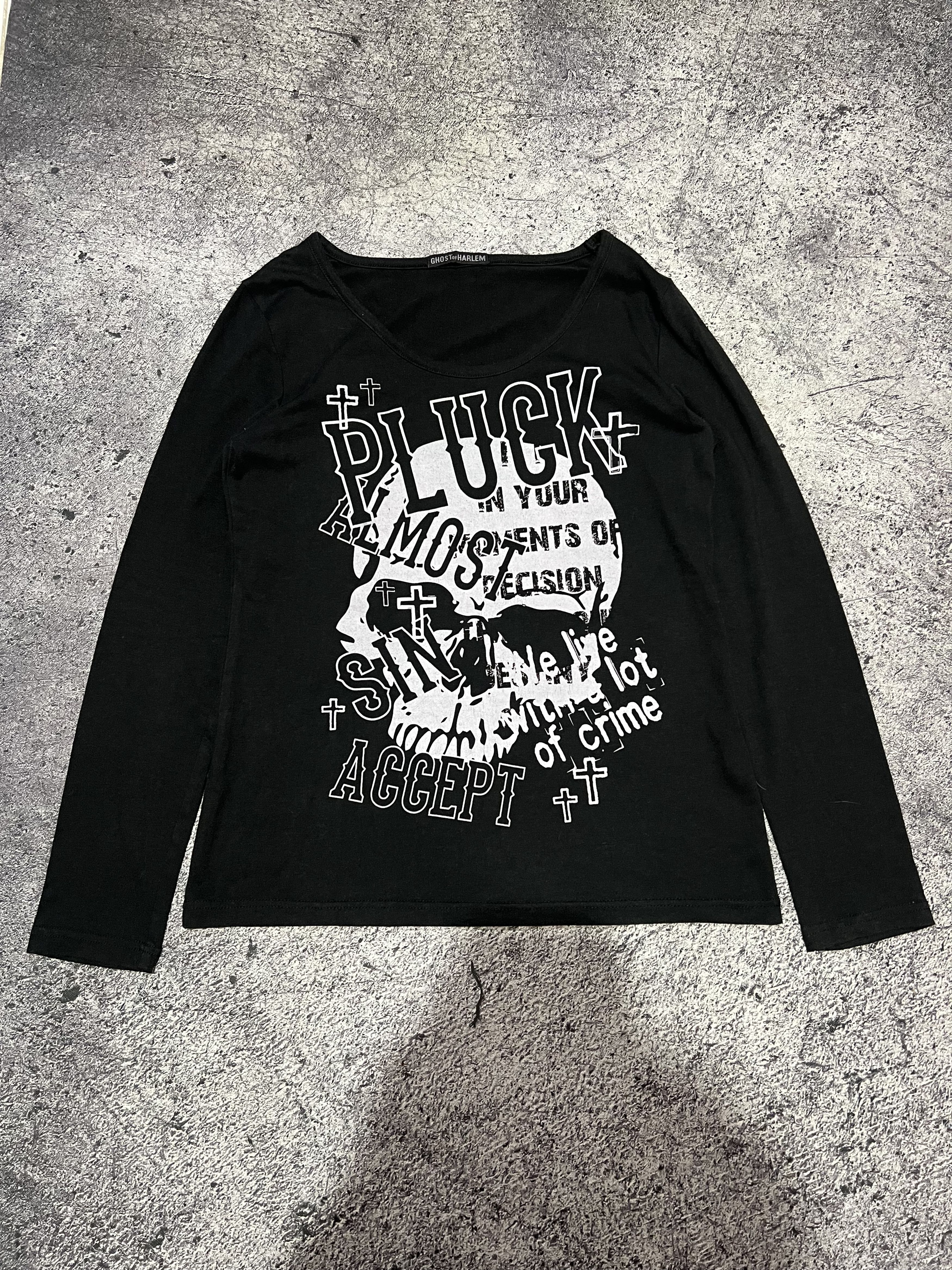 2000s Ghost of Harlem Punk Skull Poem Ls Shirt y2k style