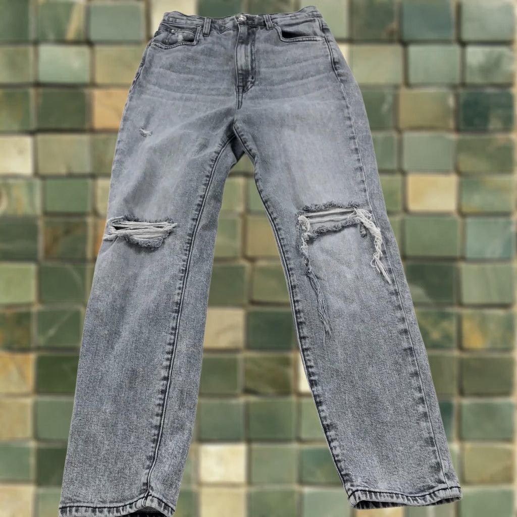 SLVRLAKE SLVRLAKE Jeans High Rise Beatnik Ankle 26 Gray Distressed 5-Pocket Cotton Elastane Women's Sized 26 Inseam 26 Size 42" / US 20 - 1 Thumbnail