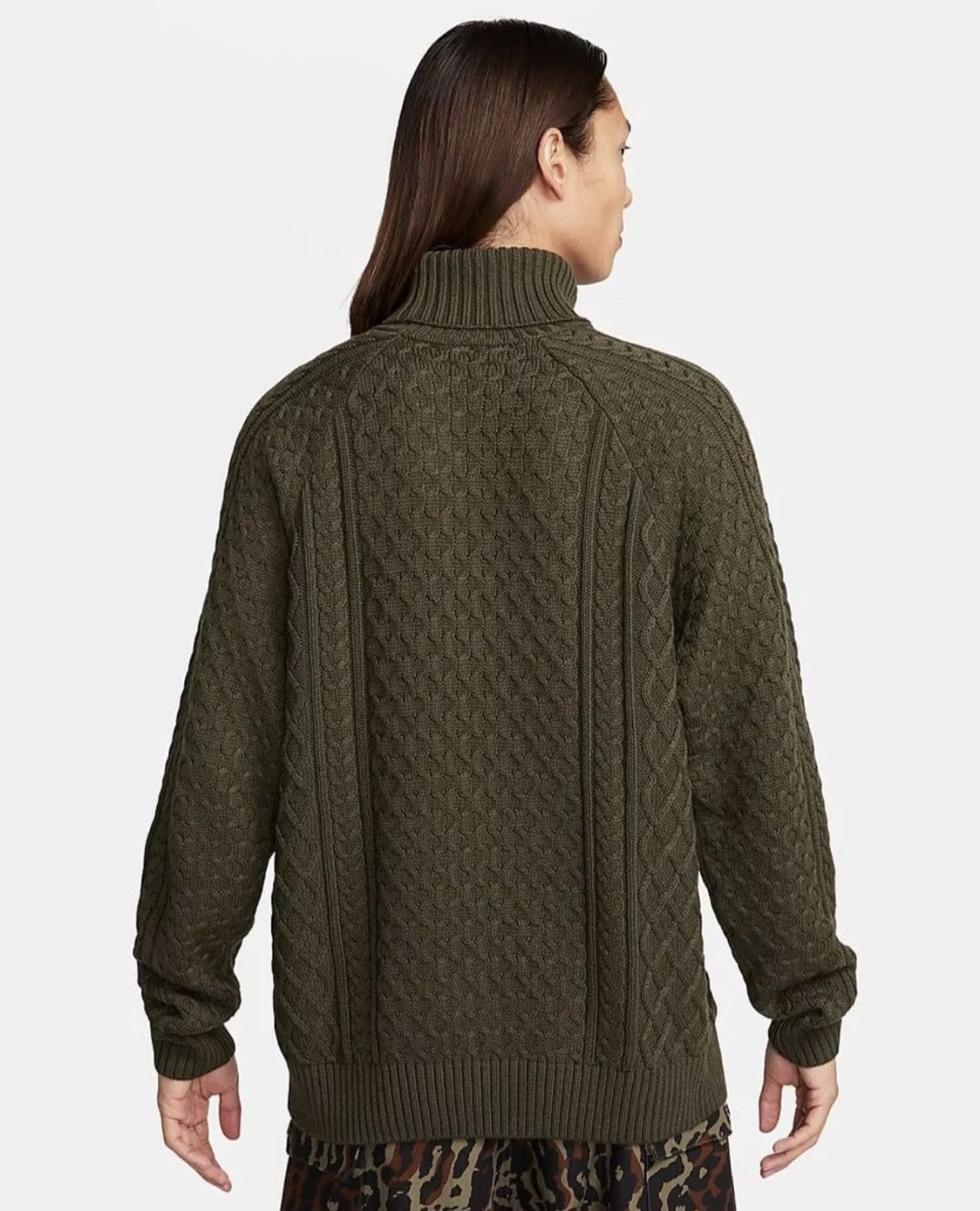 Nike Nike Life Cable Knit Turtleneck Green Sweater Size US L / EU 52-54 / 3 - 3 Thumbnail