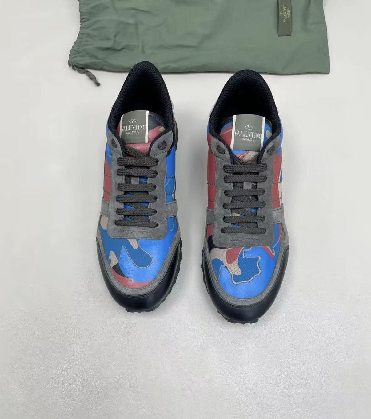 Valentino Blue Camouflage Low-Top Sneakers Size 8.5 Size US 8.5 / EU 41-42 - 1 Thumbnail