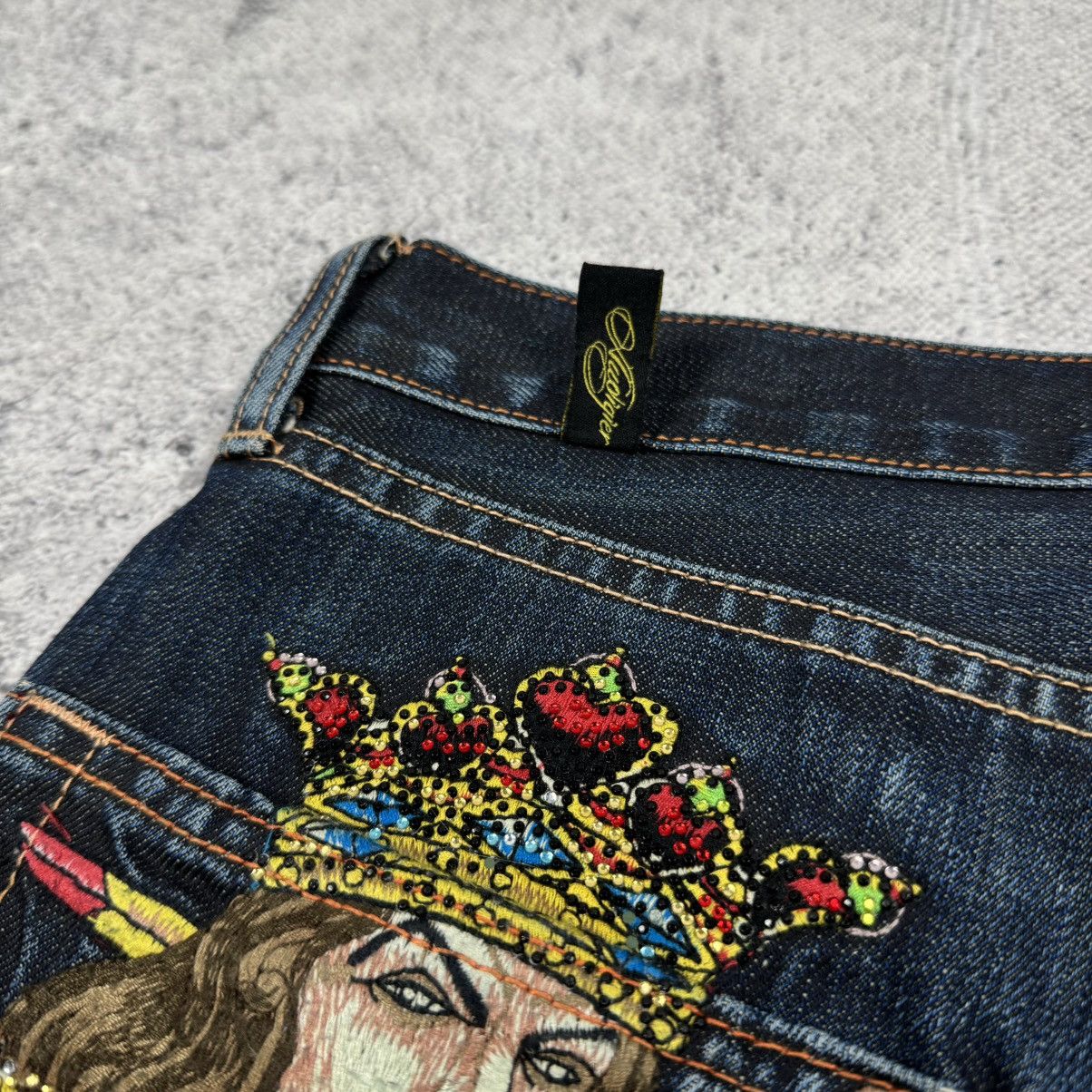 Christian Audigier × Ed Hardy RARE Christian Audigier West Coast Embroidered King Jeans Size US 34 / EU 50 - 8 Thumbnail