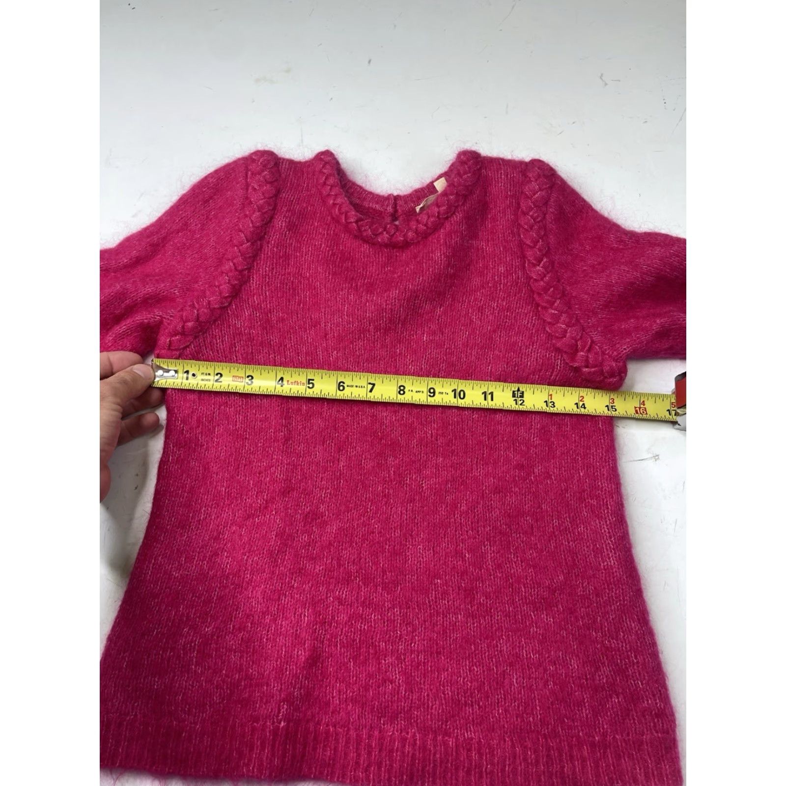 Vintage Sezane Sweater Knit Women’s S Pink Mohair Wool Polyamide Mock Neck Long Sleeve Pullover Knit Solid Button Vintage No Size S / US 4 / IT 40 - 7 Thumbnail