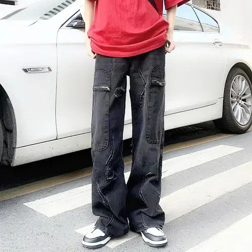 Japanese Brand Atsuko x Mami Y2K Fashion Washed Black Baggy Ripped Size US 34 / EU 50 - 3 Thumbnail