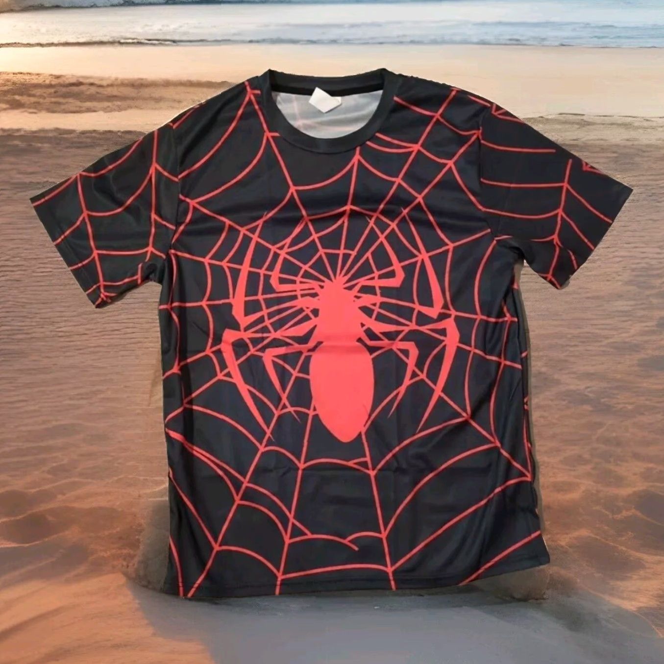 Parker SPIDER-MAN T SHIRT BLACK RED WEB PETER PARKER LARGE HALLOWEEN NEW COMFORTABLE Size US L / EU 52-54 / 3 - 5 Thumbnail