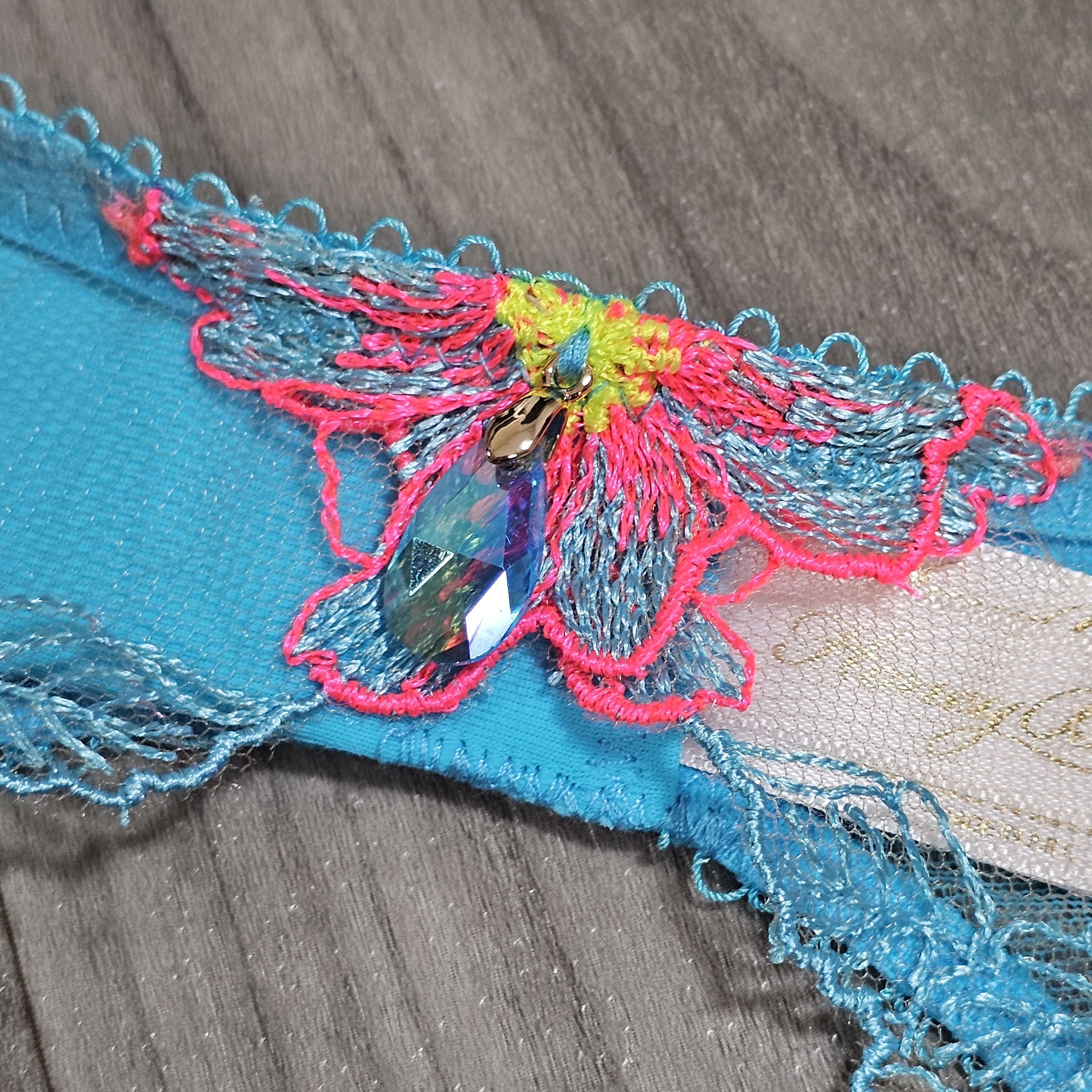 Other Honey Birdette Christine Turquoise Suspender Garter Belt M Size ONE SIZE - 4 Thumbnail
