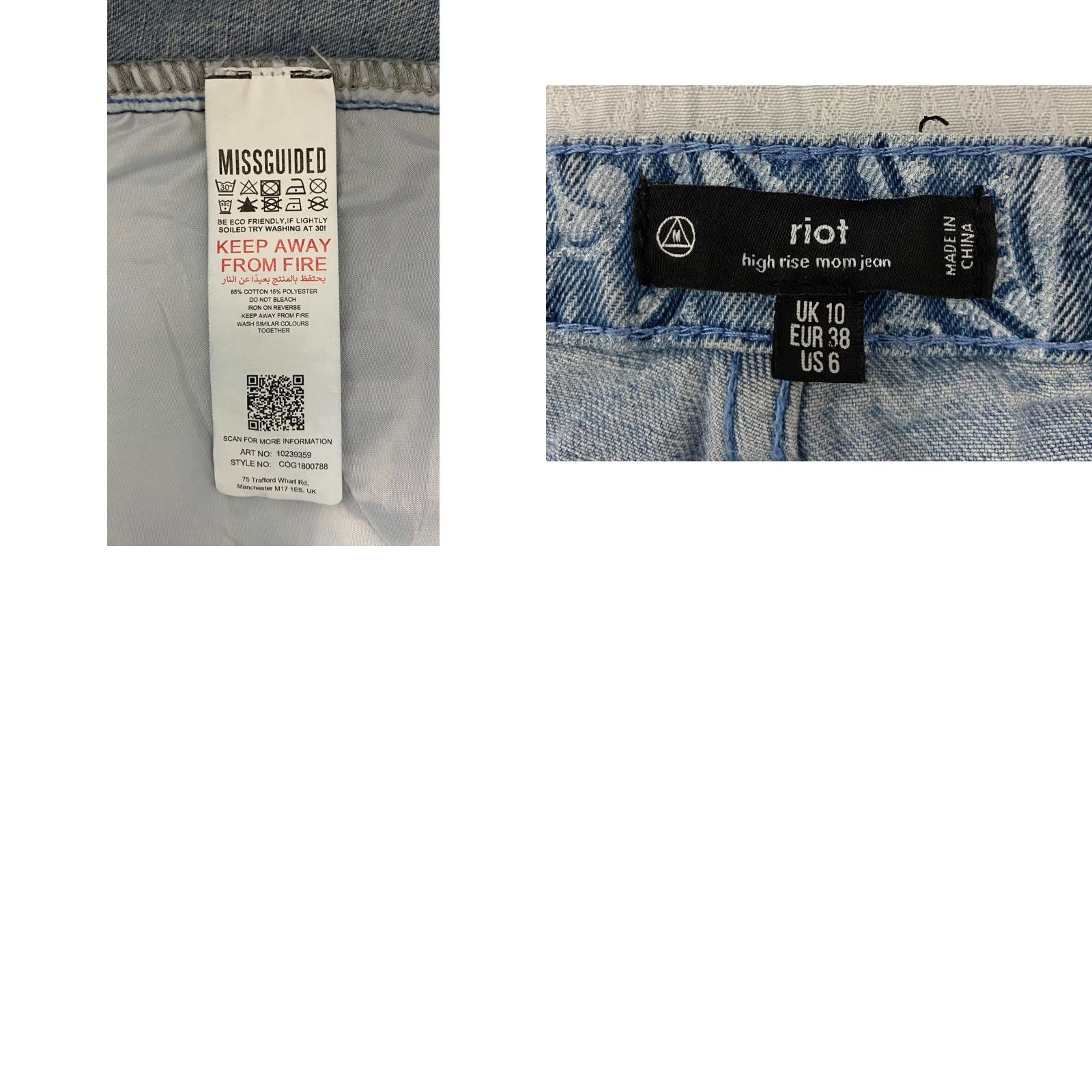 Missguided Missguided Jeans Womens 6 High Rise Mom Denim Blue Paisley 5-Pocket Distressed Bandana Pattern Jeans Mens? Size 28" / US 6 / IT 42 - 8 Thumbnail