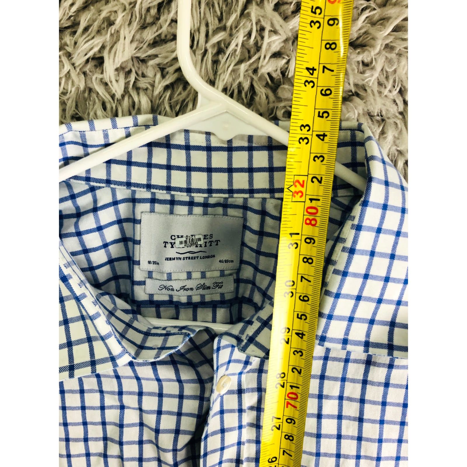 Charles Tyrwhitt Charles T Mens Shirt Button-Up Classic Blue Striped Long Sleeve 18 35 Button-Down Collared Shirt Men Regular Size US XXL / EU 58 / 5 - 5 Thumbnail