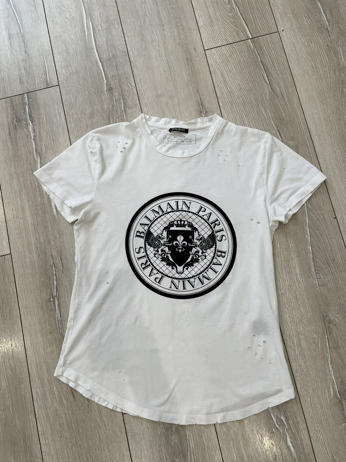 Balmain Balmain White Coin Flock T-shirt Size US M / EU 48-50 / 2 - 1 Thumbnail