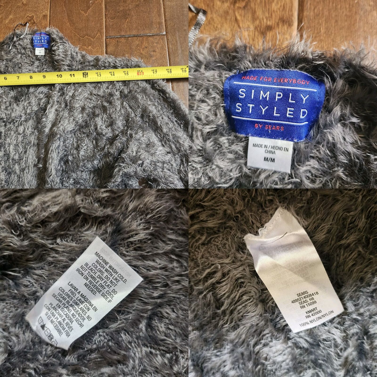 Sears Simply Styled By Sears Women's Cardigan Gray Open Front Fur Knit Coat M 90s Womens Size M / US 6-8 / IT 42-44 - 9 Thumbnail