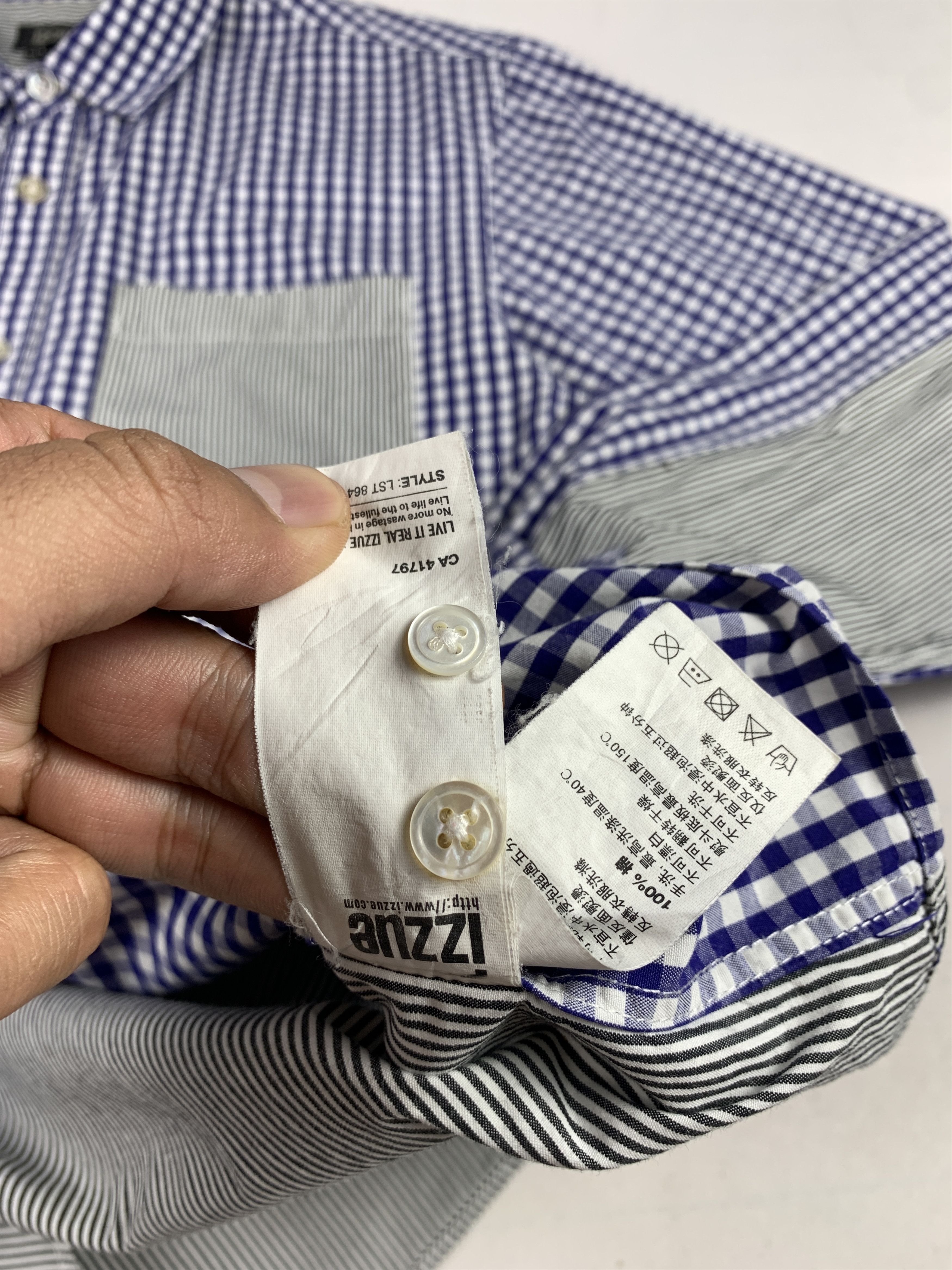 izzue Izzue Gingham & Hickory Multipattern Shirt (M) Size US M / EU 48-50 / 2 - 9 Thumbnail