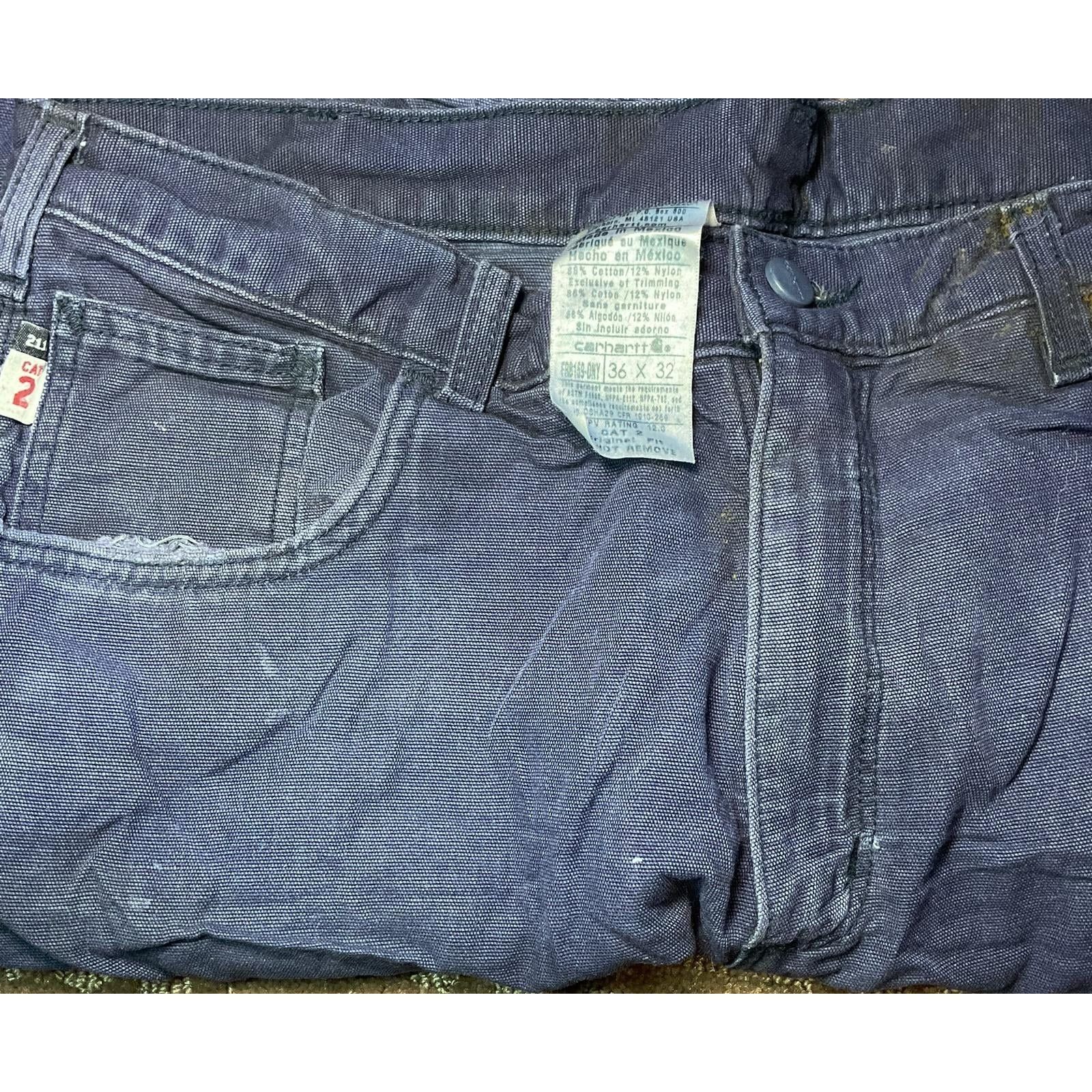 Carhartt 👖 Carhartt Men's Cotton Blend Work Pants Blue 36x32 Size US 32 / EU 48 - 3 Thumbnail