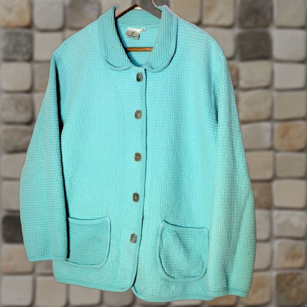 Vintage VINTAGE Focus Waffle Cotton Button-Up Shirt Women M Blue Coastal Grandma Fall Spring Summer USA Size M / US 6-8 / IT 42-44 - 1 Thumbnail