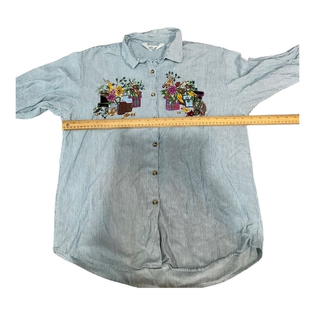 Other Victoria Jones Embroidered Flowers Top Stripe 18 Size XXL / US 16-18 / IT 52-54 - 2 Thumbnail