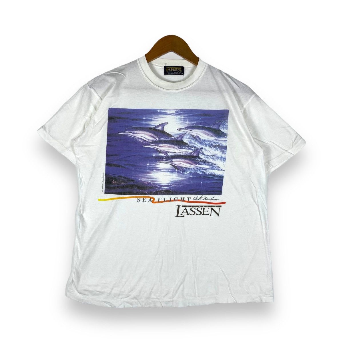 Vintage Vintage 90's Art Of Lassen SEA FLIGHT Dolphins Graphic Tee Size US M / EU 48-50 / 2 - 1 Thumbnail