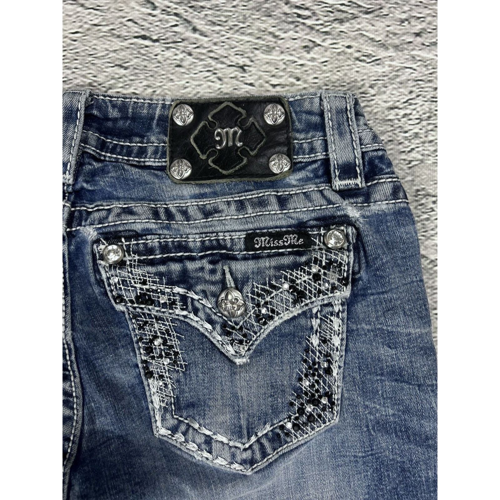 Miss Me Miss Me flared bootcut white stitching denim vintage y2k Size 29" - 3 Thumbnail